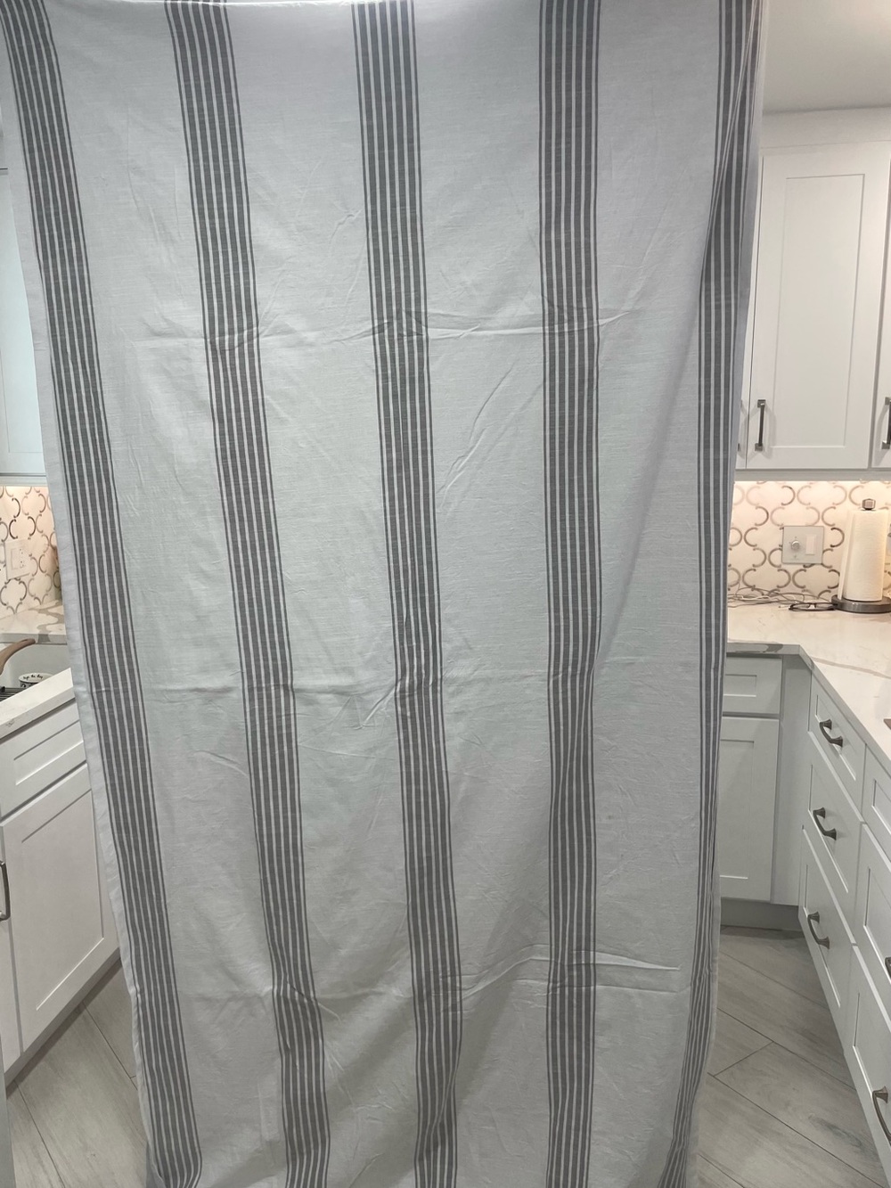 6 Target Gray and White Vertical Stripe black out curtains